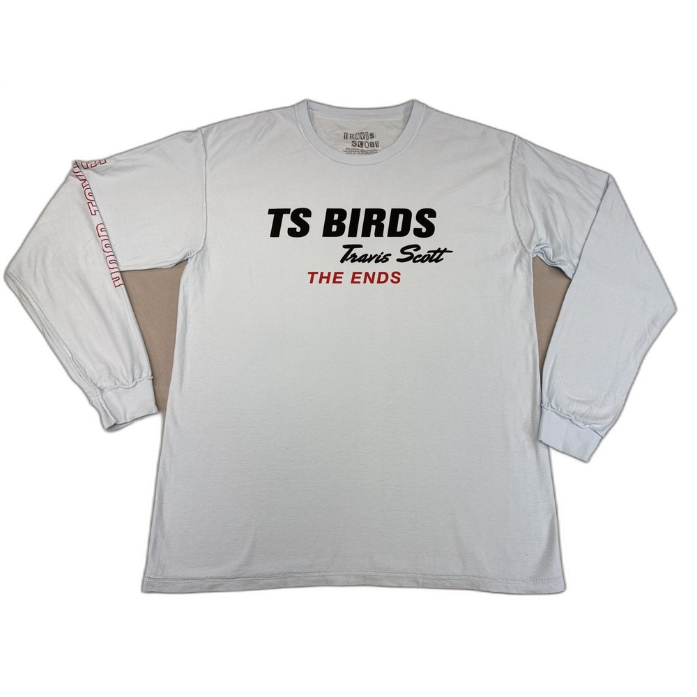 Travis Scott TS Birds Music Graphic Tee L White Long Sleeve 100% Cotton